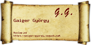 Gaiger György névjegykártya