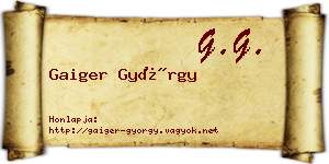 Gaiger György névjegykártya